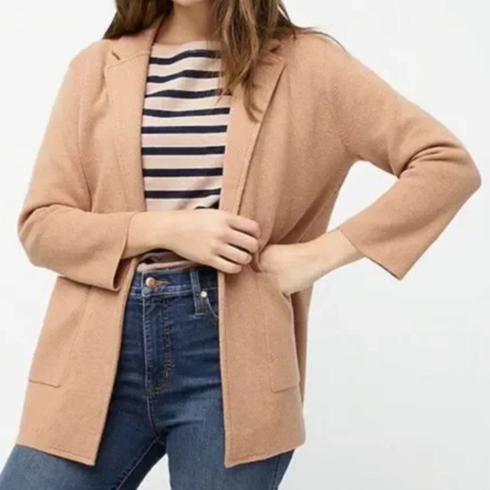 J.Crew Sophie Open Front Sweater Blazer, Tan, Size: XXS J0244 Camel Coatigan